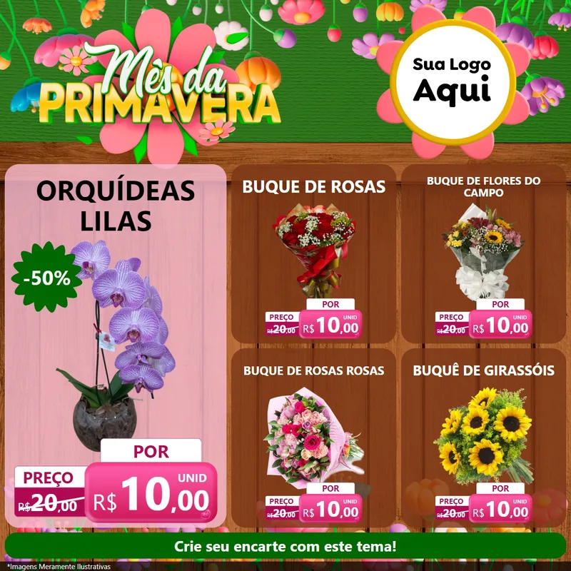 Modelo de Rede Social para Feed Facebook com o tema Mês da Primavera para Floricultura e jardim