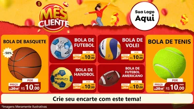 Modelo de TV para TV Horizontal com o tema Mês do Cliente para Artigos Esportivos
