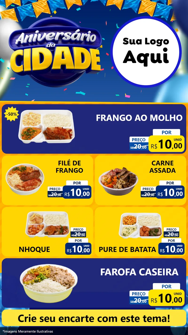 Modelo de TV para TV Vertical com o tema Aniversário da Cidade para Restaurante