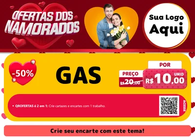 Modelo de Cartaz para Cartaz A4 Horizontal com o tema Ofertas Dos Namorados para Água e gás