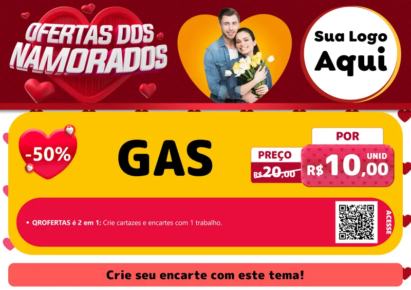 Modelo de Cartaz para Cartaz A4 Horizontal com o tema Ofertas Dos Namorados para Água e gás