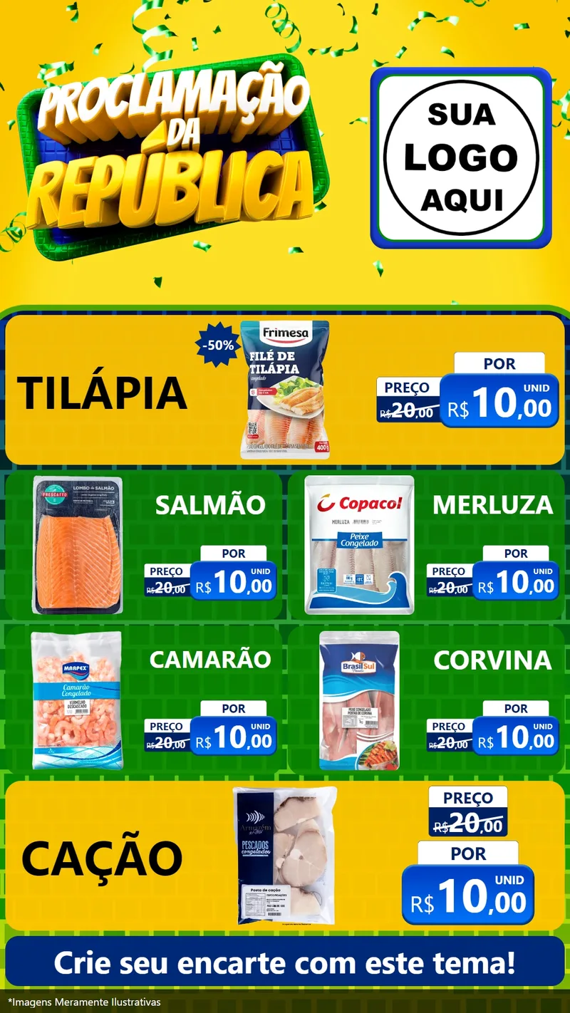 Modelo de TV para TV Vertical com o tema Proclamação da República para Peixaria