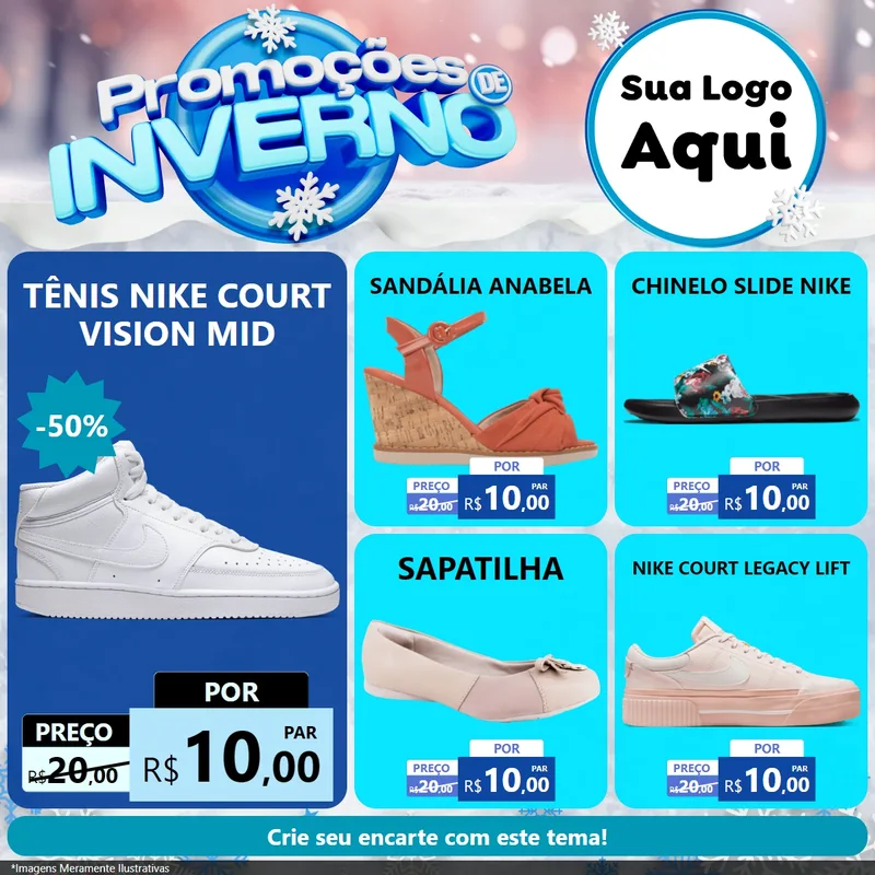Modelo de Rede Social para Feed Facebook com o tema Promoções de Inverno para Calçados