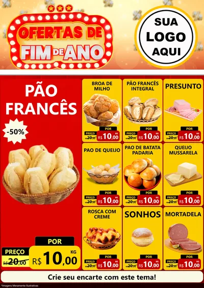 Modelo de Encarte para Encarte A4 Vertical com o tema Ofertas de Fim de Ano para Padaria