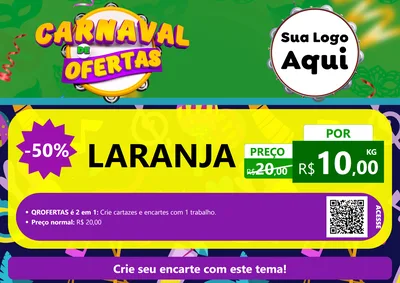 Modelo de Cartaz para Cartaz A4 Horizontal com o tema Carnaval de Ofertas para Hortifrúti