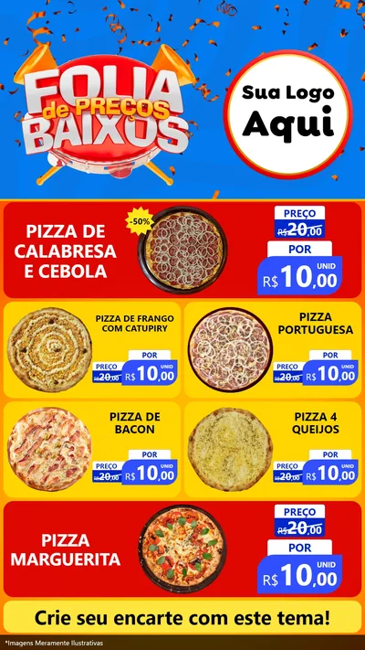 Modelo de TV para TV Vertical com o tema Folia de Preços Baixos para Pizzaria