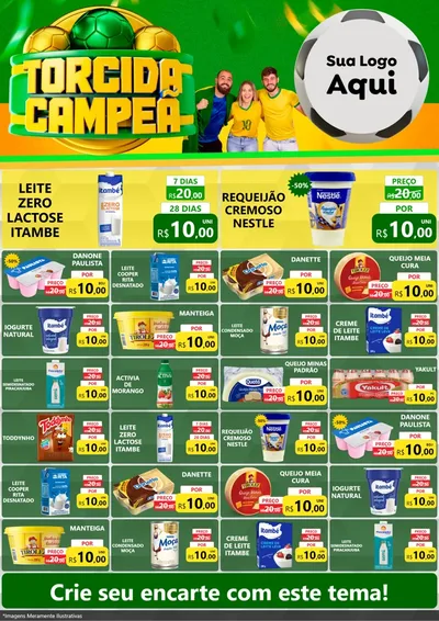 Modelo de Encarte para Encarte A4 Vertical com o tema Torcida Campeã - Copa para Frios e Laticínios