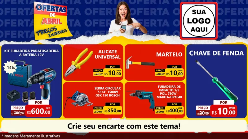 Modelo de TV para TV Horizontal com o tema Ofertas de Abril - Preços Incríveis para Maquinas e Ferramentas