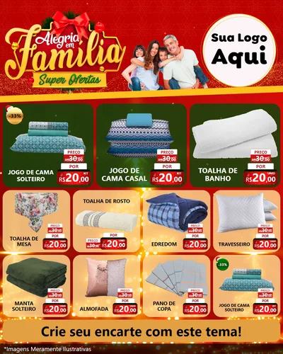 Modelo de Rede Social para Feed Instagram com o tema Alegria em Família Super Ofertas - Natal para Cama, Mesa e Banho
