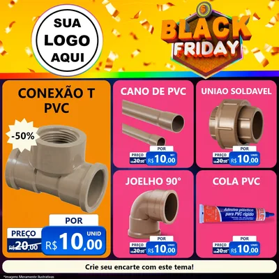 Modelo de Rede Social para Feed Facebook com o tema Black Friday para Tubos e conexões