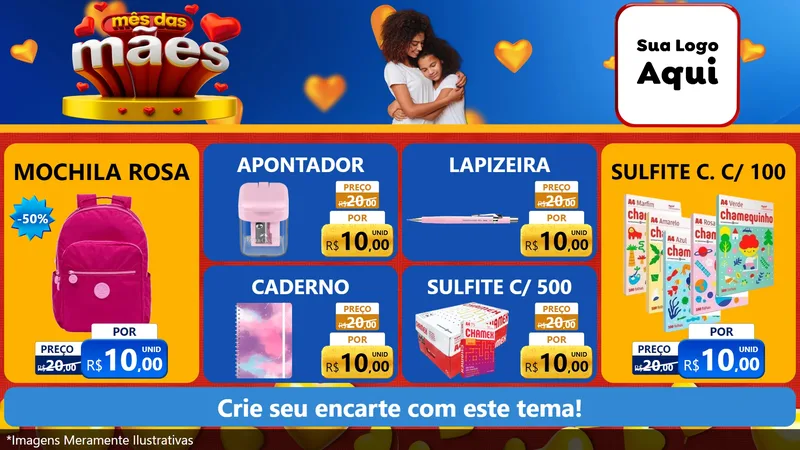 Modelo de TV para TV Horizontal com o tema Mês das Mães para Papelaria