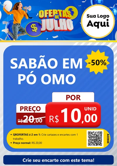 Modelo de Cartaz para Cartaz A4 Vertical com o tema Ofertas de Julho para Produtos de Limpeza