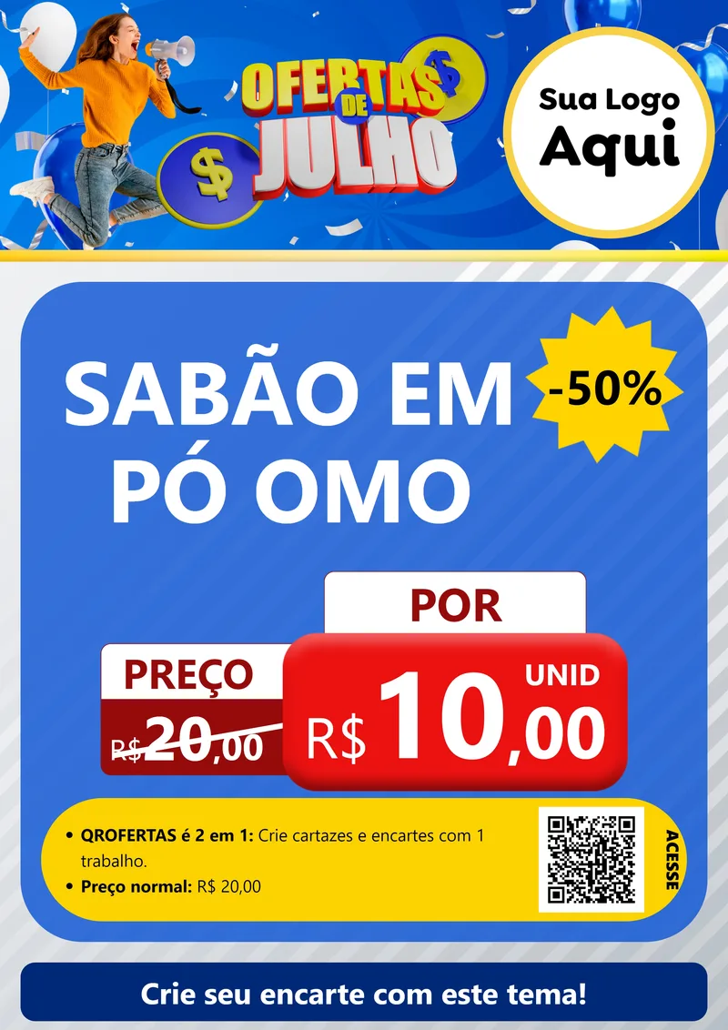 Modelo de Cartaz para Cartaz A4 Vertical com o tema Ofertas de Julho para Produtos de Limpeza