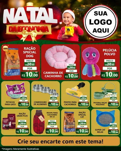 Modelo de Rede Social para Feed Instagram com o tema Natal da Economia para Pet Shop