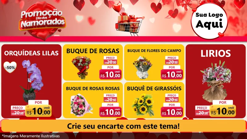 Modelo de TV para TV Horizontal com o tema Promoção Dia dos Namorados para Floricultura e jardim
