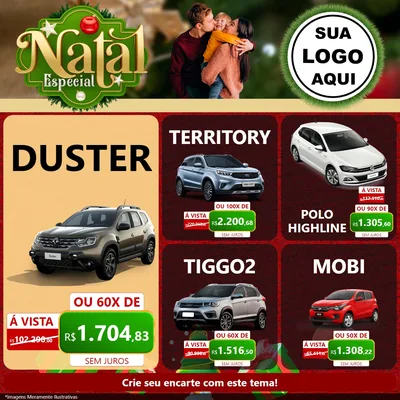 Modelo de Rede Social para Feed Facebook com o tema Natal Especial para Concessionaria de Carros