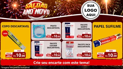Modelo de TV para TV Horizontal com o tema Saldão de Ano Novo para Embalagens