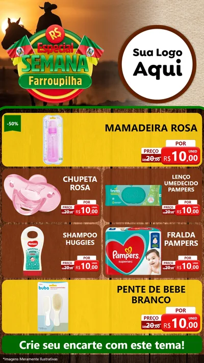 Modelo de TV para TV Vertical com o tema Especial Semana Farroupilha para Bebês