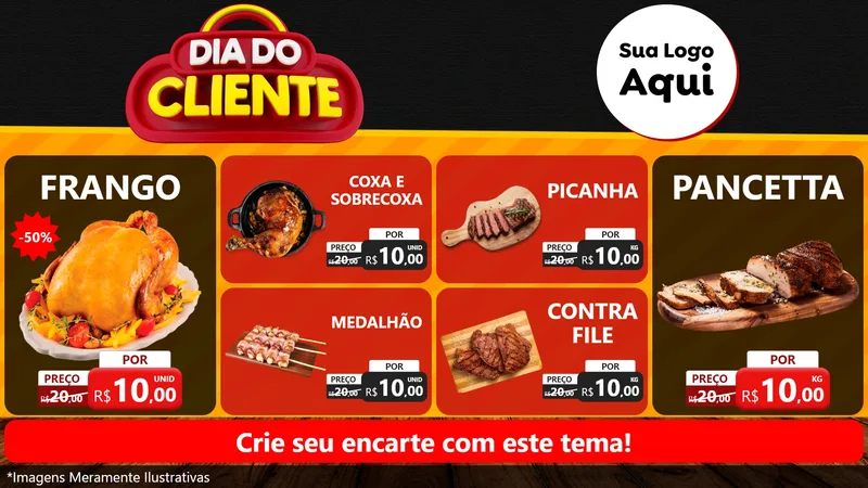 Modelo de TV para TV Horizontal com o tema Dia do Cliente para Assados