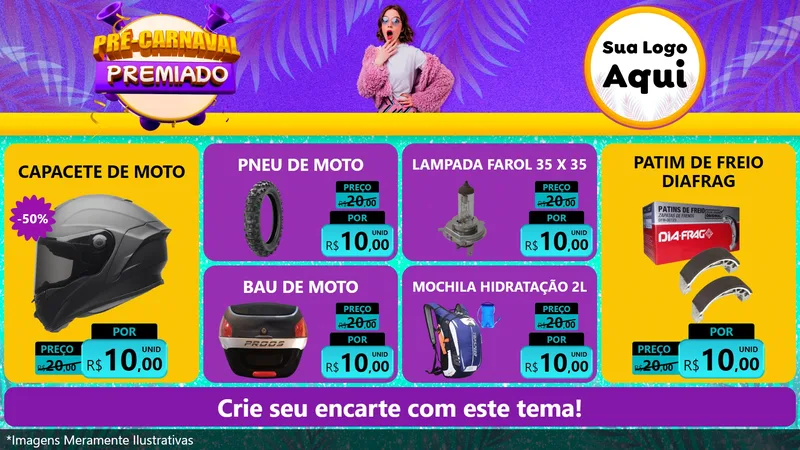Modelo de TV para TV Horizontal com o tema Pré-Carnaval Premiado para Moto peças