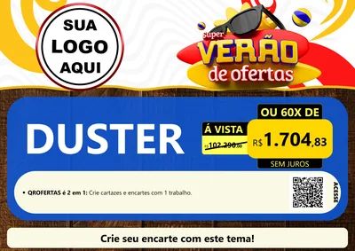 Modelo de Cartaz para Cartaz A4 Horizontal com o tema Super Verão de Ofertas para Concessionaria de Carros