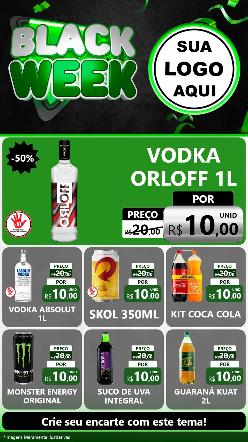 Modelo de Rede Social para Stories com o tema Black Week para Distribuidora de bebidas