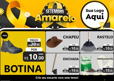 Modelo de Encarte para Encarte A4 Horizontal com o tema Setembro Amarelo para Agropecuária