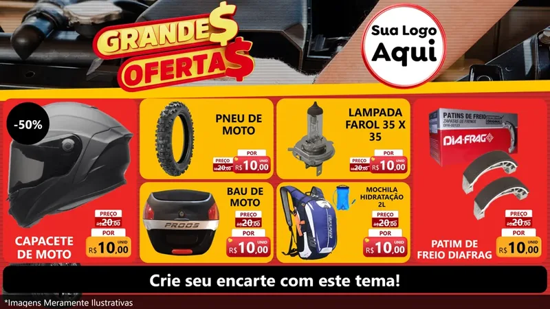 Modelo de TV para TV Horizontal com o tema Grandes Ofertas - Autopeças para Moto peças