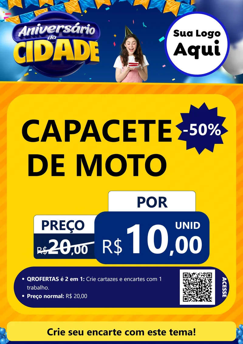 Modelo de Cartaz para Cartaz A4 Vertical com o tema Aniversário da Cidade para Moto peças
