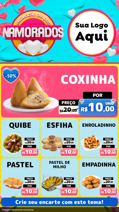 Modelo de Rede Social para Stories com o tema Promoção Dia dos Namorados para Salgadaria