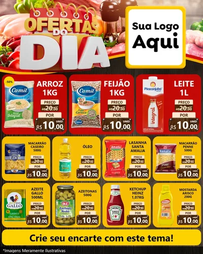Modelo de Rede Social para Feed Instagram com o tema Ofertas do Dia para Supermercado