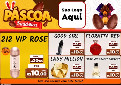 Modelo de Encarte para Encarte A4 Horizontal com o tema Páscoa Fantástica para Perfumes