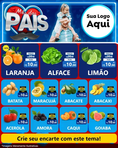 Modelo de Rede Social para Feed Instagram com o tema Mês Dos Pais para Hortifrúti