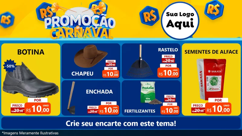 Modelo de TV para TV Horizontal com o tema Promoção de Carnaval para Agropecuária