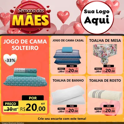 Modelo de Rede Social para Feed Facebook com o tema Semana das Mães para Cama, Mesa e Banho
