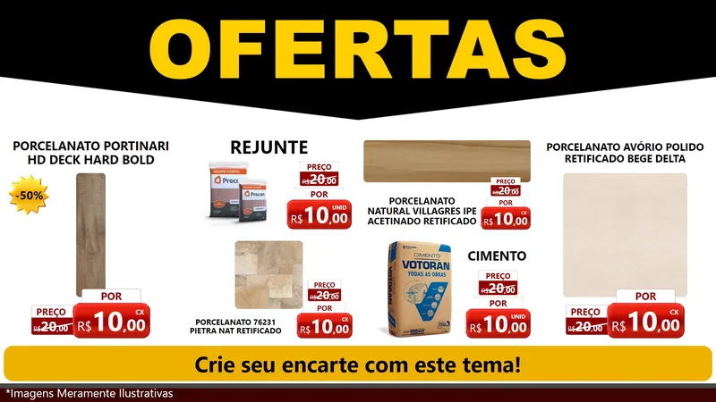 Modelo de TV para TV Horizontal com o tema Ofertas Preto e Vermelho Cartaz para Pisos e revestimentos