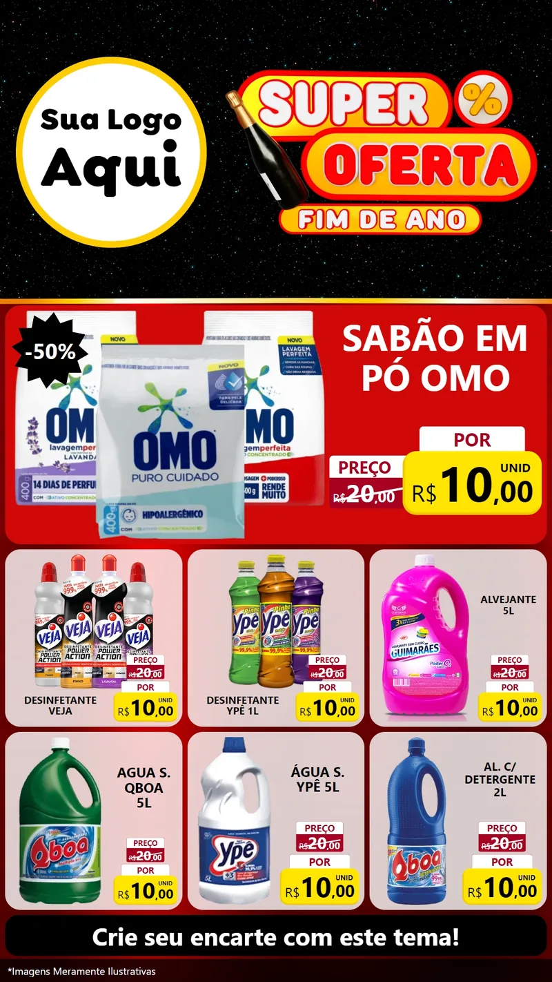 Modelo de Rede Social para Stories com o tema Super Oferta Fim de Ano para Produtos de Limpeza