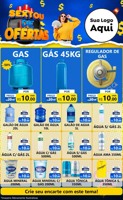 Modelo de Encarte para Encarte Grande com o tema Sextou de Ofertas para Água e gás