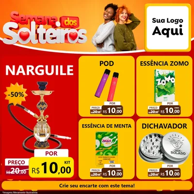 Modelo de Rede Social para Feed Facebook com o tema Semana dos Solteiros para Tabacaria