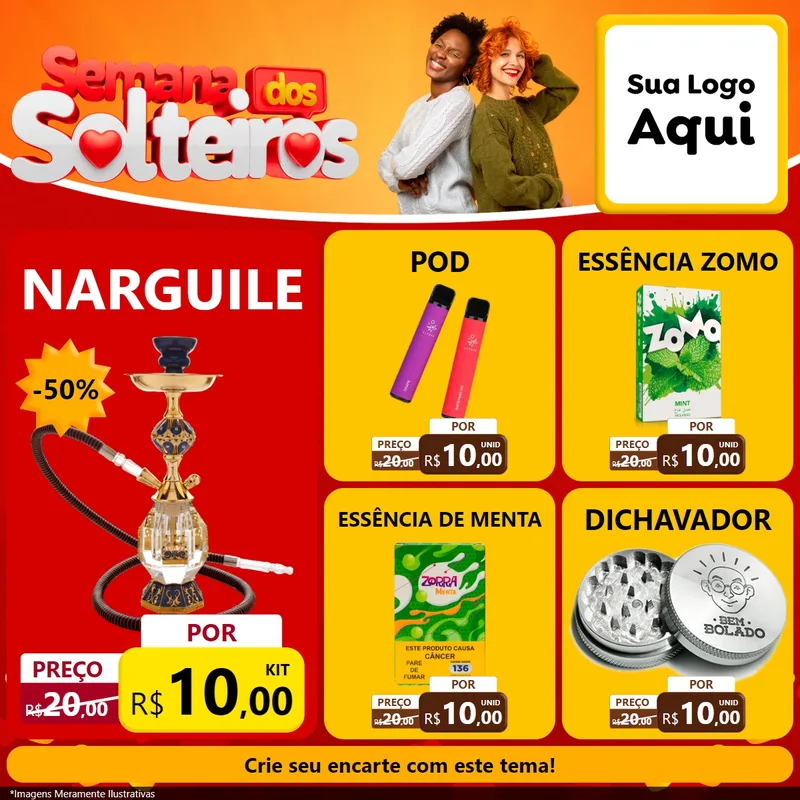 Modelo de Rede Social para Feed Facebook com o tema Semana dos Solteiros para Tabacaria