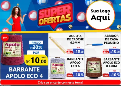 Modelo de Encarte para Encarte A4 Horizontal com o tema Super Ofertas para Armarinho e Aviamentos