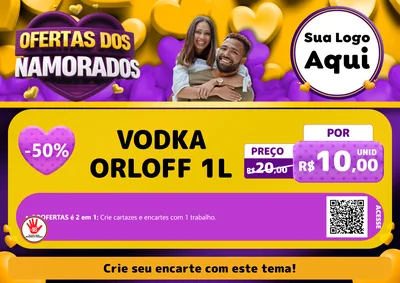 Modelo de Cartaz para Cartaz A4 Horizontal com o tema Oferta Dos Namorados para Distribuidora de bebidas