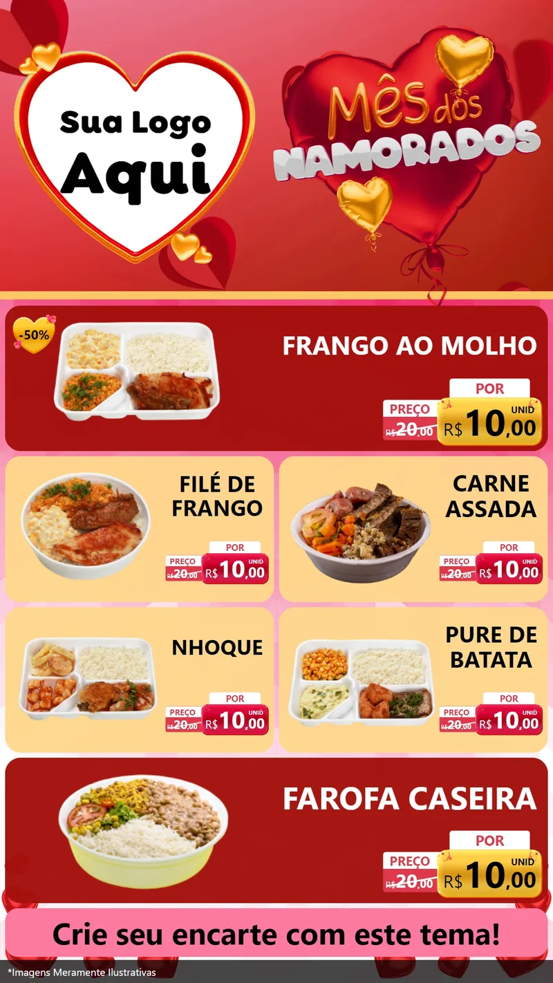 Modelo de TV para TV Vertical com o tema Mês dos Namorados para Restaurante
