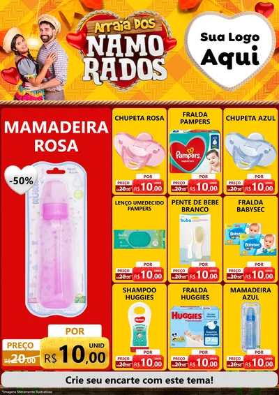 Modelo de Encarte para Encarte A4 Vertical com o tema Arraiá dos Namorados para Bebês