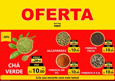 Modelo de Encarte para Encarte A4 Horizontal com o tema OFERTA - Vermelho Cartaz para Produtos Naturais