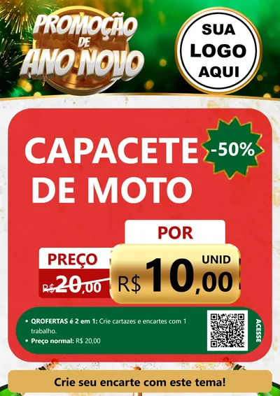 Modelo de Cartaz para Cartaz A4 Vertical com o tema Promoção de Ano Novo para Moto peças