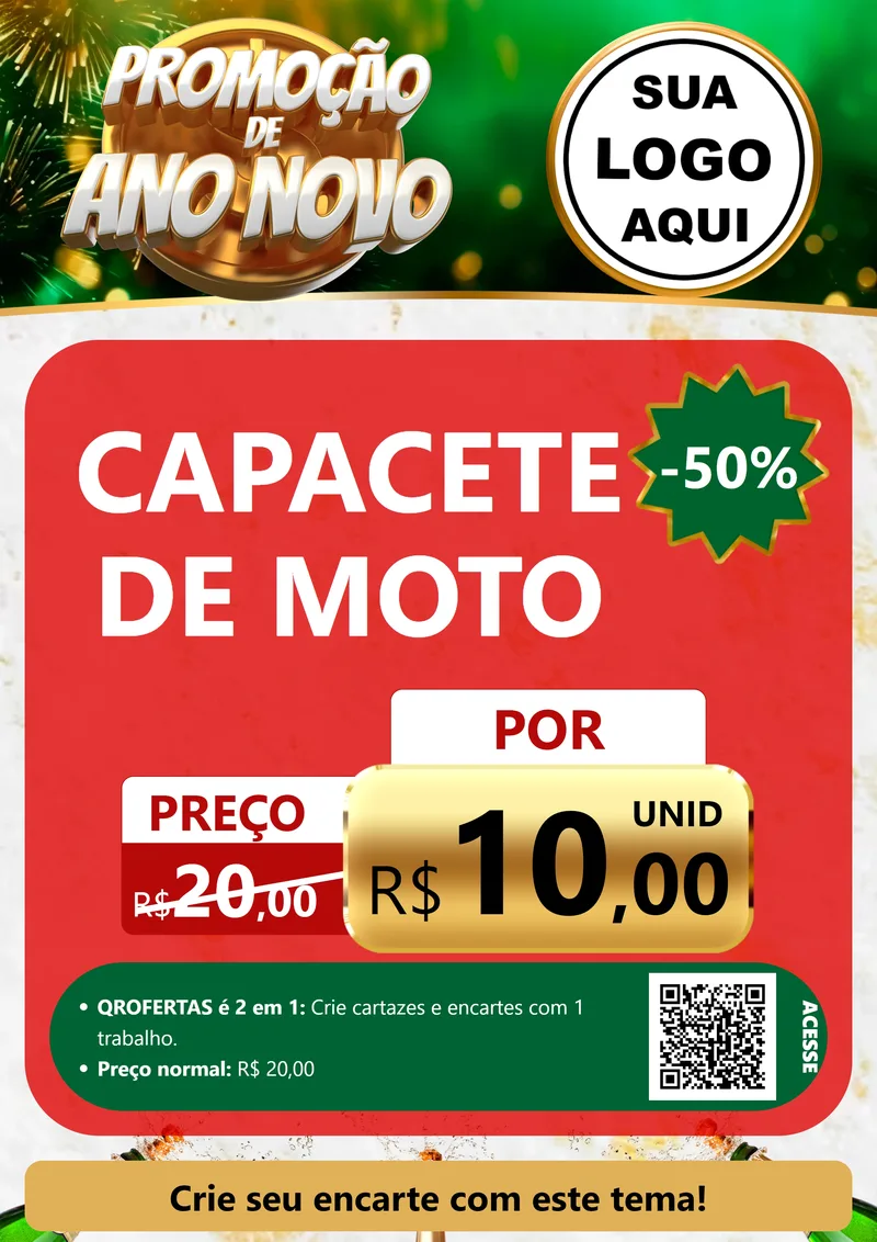Modelo de Cartaz para Cartaz A4 Vertical com o tema Promoção de Ano Novo para Moto peças