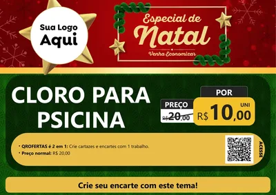Modelo de Cartaz para Cartaz A4 Horizontal com o tema Especial de Natal para Produtos para Piscina