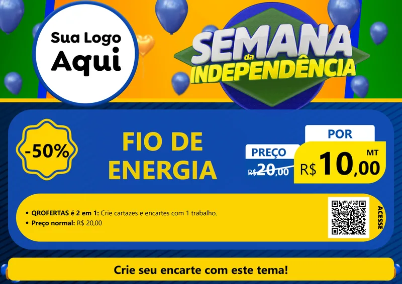 Modelo de Cartaz para Cartaz A4 Horizontal com o tema Semana da Independência para Materiais Elétricos