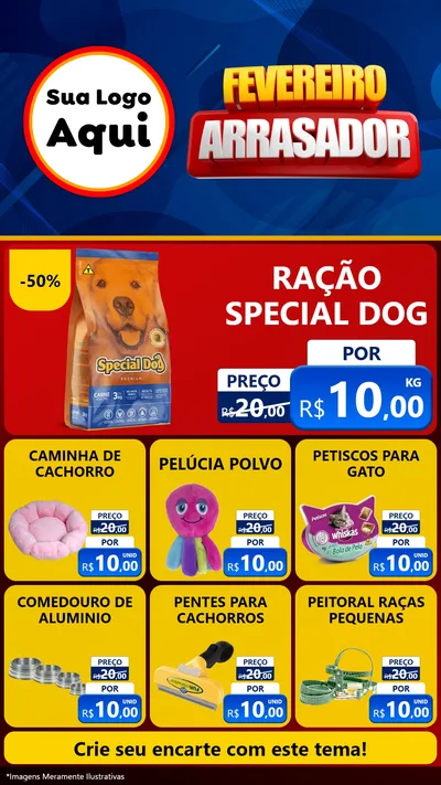 Modelo de Rede Social para Stories com o tema Fevereiro Arrasador para Pet Shop